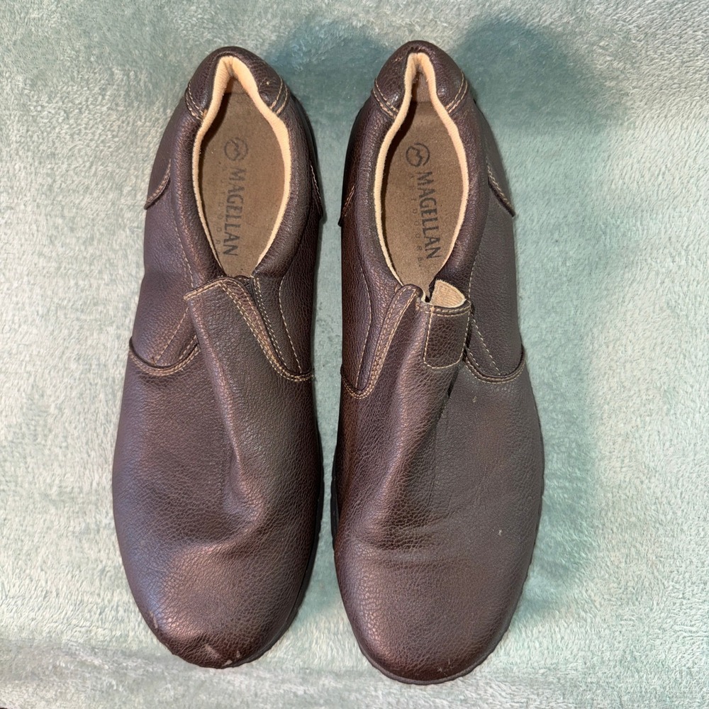 Magellan Mens FWMFMC2067 Slip On Shoes 13 Brown Faux Leather Comfort